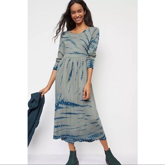 NEW Anthropologie Dolan Left-Coast Eliska Blue Tie-Dye Maxi Dress X-Small - Picture 2 of 3